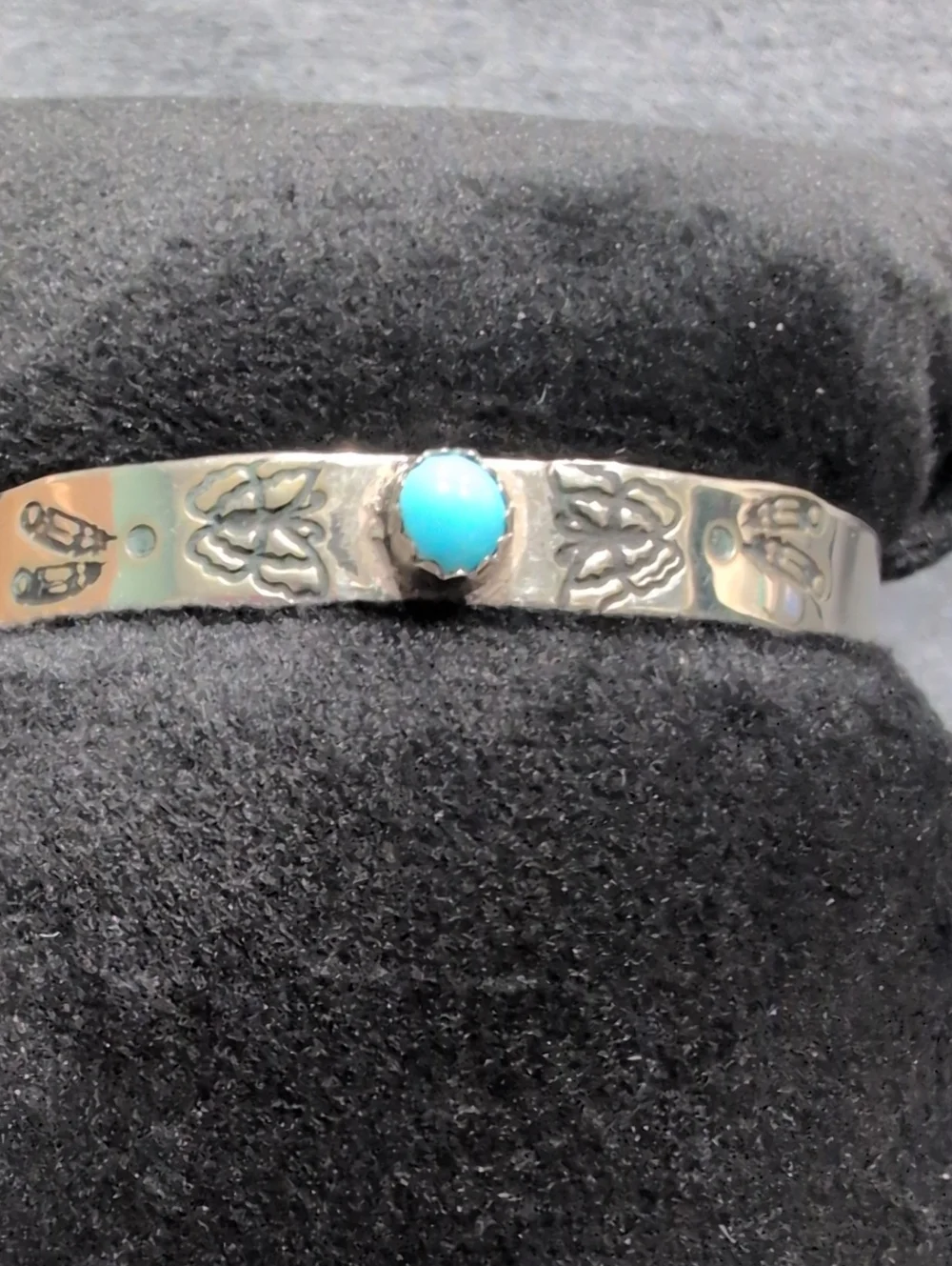 Kids Nickel Silver Cuff with Kingmon Turquoise Stone By Michelle Cadman
